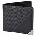 Portefeuille 12 x 9.5 x 2 cm en matière synthétique noir et bleu pour homme tressé sans fermeture