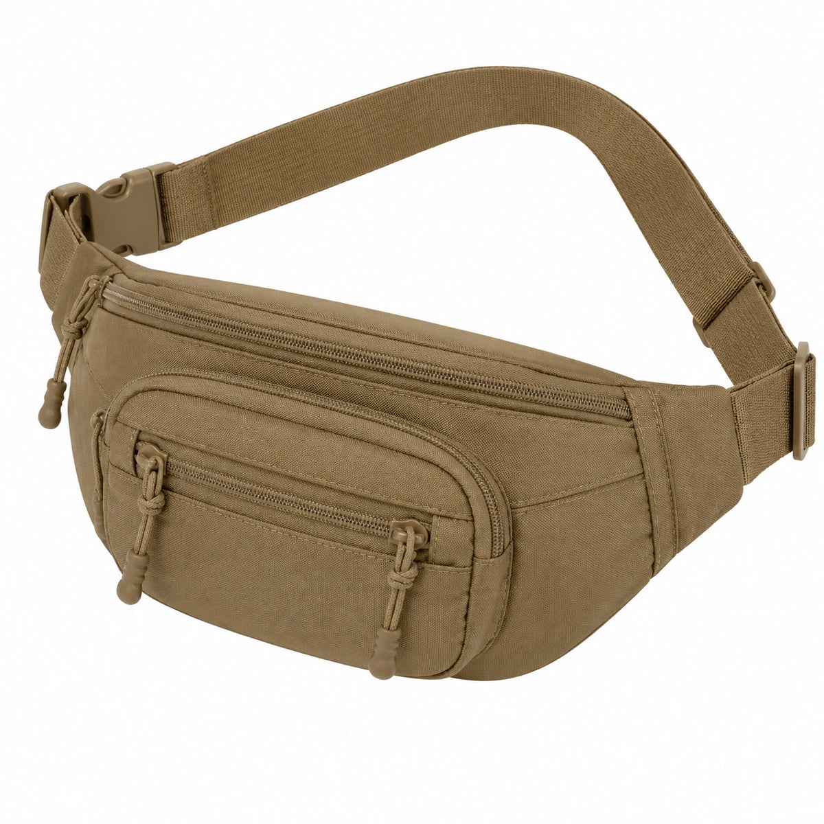 Sac banane taille unique en tissu kaki - rangement zippé réglable