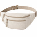 Sac banane taille réglable en tissu beige avec poches zippées