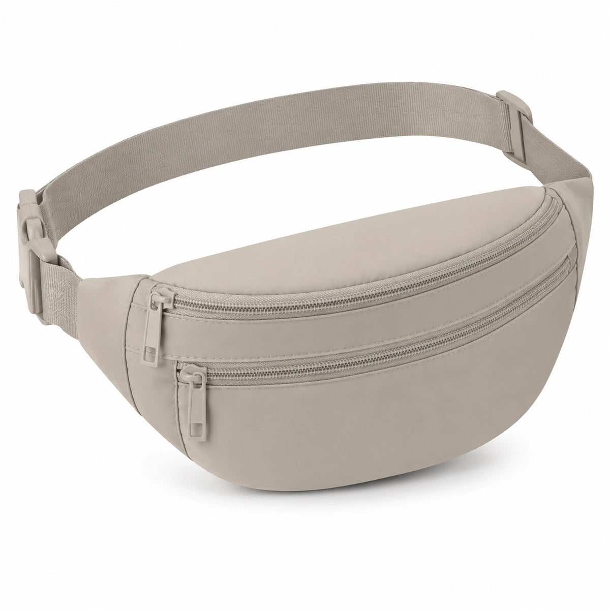 Sac banane taille unique en textile synthétique beige à compartiments multiples
