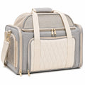 Sac de transport pour animaux 45 x 30 x 30 cm en polyester gris et beige avec panneaux en maille
