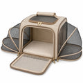 Sac de transport extensible pour animaux 45 x 30 x 30 cm en polyester beige et noir avec maille respirante