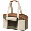 Sac de transport pour animaux 45 x 28 x 30 cm textile kaki écru avec maille respirante portable