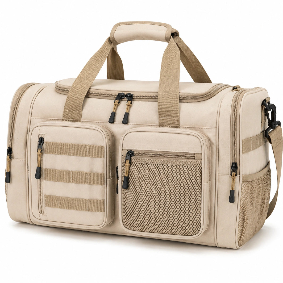 Sac de voyage 55 cm en polyester beige à compartiments multiples