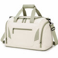 Sac de sport 45 x 25 x 28 cm en polyester beige et vert avec bandoulière ajustable