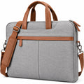 Sacoche ordinateur 15 pouces 40 cm en textile gris et marron avec bandoulière réglable
