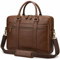 Sacoche ordinateur 40 cm en similicuir marron - format professionnel à bandoulière