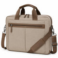 Sacoche ordinateur 42 cm en toile beige avec bandoulière réglable